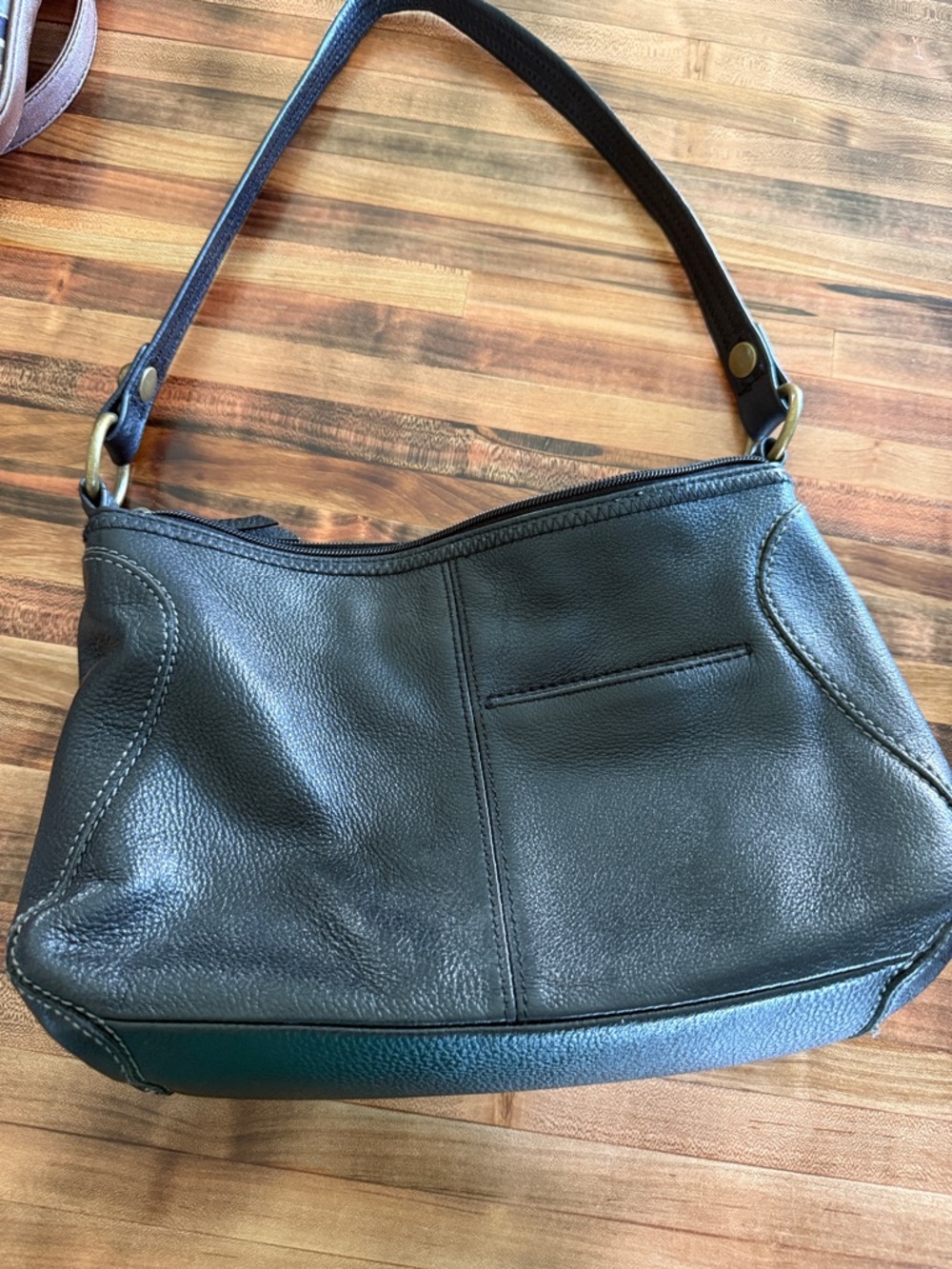 The Sak Black Leather Shoulder Bag with Gold Logo - Picture 2 of 4